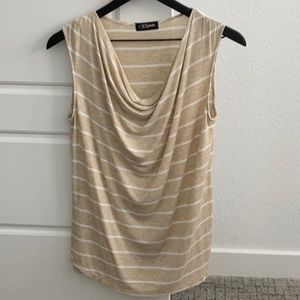 Colette- Cowl Neck Tank- Beige- Size M